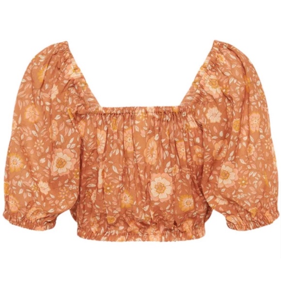 NWT Spell 💯Organic Cotton Utopia Cropped Blouse in Cinnamon size medium - Picture 11 of 11